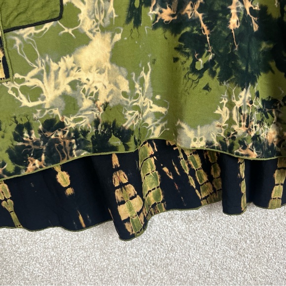 Iguana Tunic Womens Medium Green Rayon V Neck Pullover 3/4 Sleeve Boho- 2216* - Picture 5 of 10